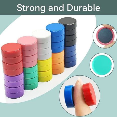 Aimant Frigo - Lot de 10 Aimant Puissant, Petit Aimant Rond Plat, Aimants Tableau Magnétique, 10 10 Couleurs - 10pcs (1/5)