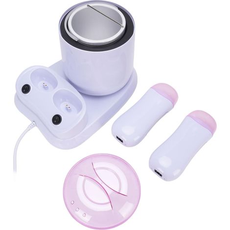 CHAUFFE-CIRE 3 EN 1 ANTI-BRÛLURE CHAUFFE-CIRE À ROULEAU AVEC DOUBLE CARTOUCHES 180W HAUTE PUISSANCE POUR USAGE DOMESTIQUE ET SALON PROFESSIONNEL PLASTIQUE ABS (Prise UE 220V) (1/5)