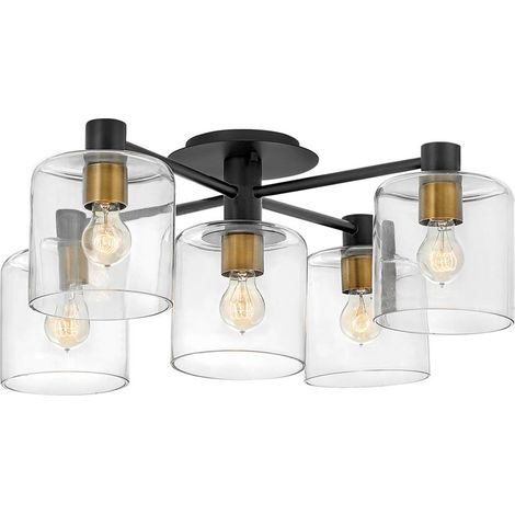 Elstead Hinkley Axel Lampada da soffitto semi-incasso a braccio multiplo nera con ottone Heritage (1/5)