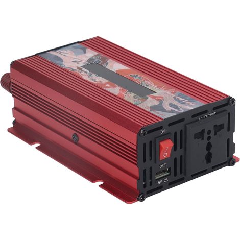 Onduleur solaire extérieur 2000 W pour voiture, convertisseur CC 12 V/24 V vers CA 110 V, avec onde sinusoïdale corrigée, port USB 2 A, ventilateur et écran LCD, rouge CC 12 V (1/5)