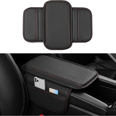Copertura per console centrale auto, cuscini per sedili in pelle con 2 tasche portaoggetti, accessori per cuscini per sedili interni auto, universali per SUV, berline e camion