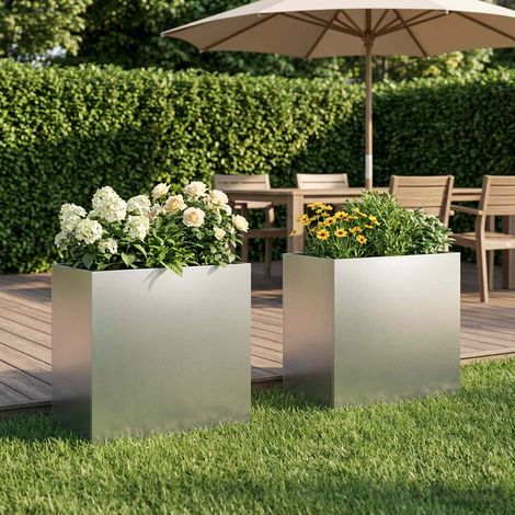 Cache-pot de jardin 2 pc Argenté 50 x 30 x 40 cm (1/5)