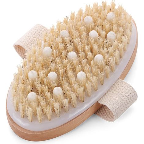 Massagehandschuh für trockene oder nasse Körpermassage, Peeling-Duschbürste, Naturborsten, Anti-Cellulite (1/5)