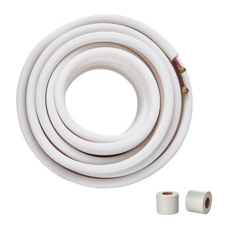 50FT Mini-Split-Leitungsset, Kupferrohre mit 1/4 Zoll und 3/8 Zoll Außendurchmesser und dreischichtiger Isolierung, für Mini-Split-Klimaanlagen, Kältemittel- oder Wärmepumpengeräte und HVAC mit (1/5)