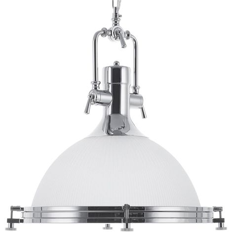 Pendant Lamp White Glass Silver Elements Task Lighting Industrial EBRON
