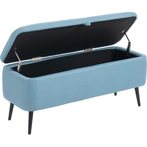 Banc de rangement Estier coffre de rangement pouf salon bleu clair (1/5)