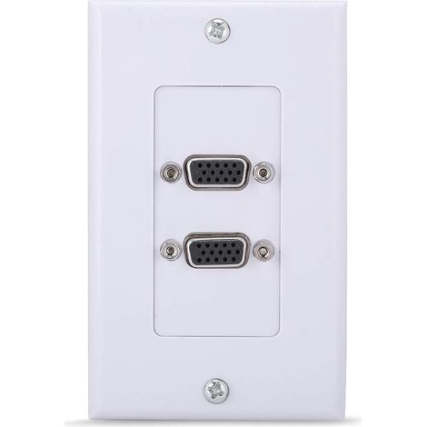 2-Port VGA US Wall Plate Socket Panel Adapter, Flame Retardant ABS with Screw Mounting for Technical Cabling (1/5)