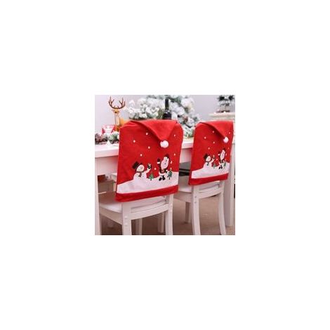 Juego de 6 fundas navideñas para sillas con gorro de Papá Noel - Fei Yu - Crezuo
