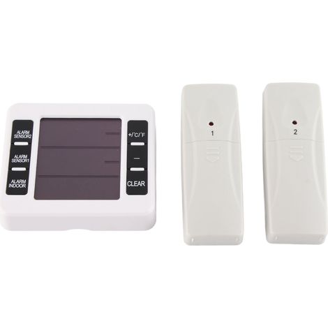 Thermomètre d'ambiance avec grand écran, affichage Celsius/Fahrenheit, enregistrement des valeurs maximales et minimales, capteur d'humidité pour intérieur et extérieur. (1/5)