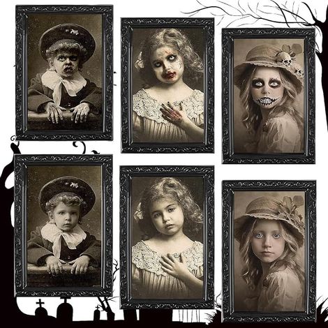 3PCS Halloween Decoration Deco,Halloween Decoration Effrayante de Portrait,Déco de Porte Cadre Effrayant d'halloween Accessoire,Exterieur Déco 3D d'horreur Cadre Photo Murale Hantée Jardin