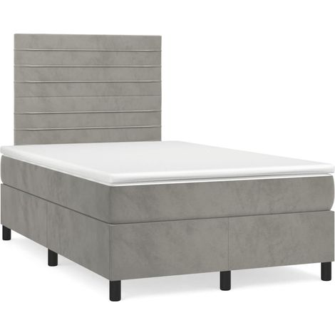 Maison Exclusive - Sommier à lattes de lit et matelas Gris clair 120x200cm Velours (1/5)