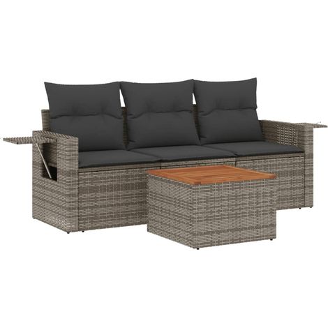 Maison Exclusive - 4-tlg. Garten-Sofagarnitur mit Kissen Grau Pol