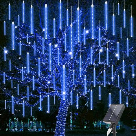30cm Solaire Météores Pluie Lumières, 10 Tubes 240 LEDs Guirlande Lumineuses de Noël Exterieur, IP55 Étanche Météore Pluie Guirlandes Lumineuses (1/5)
