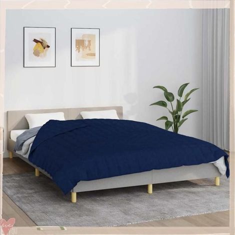 Couverture lestée - VINGVO - 350744 - Bleu - 200x225 cm - 9 kg - Coton (1/5)