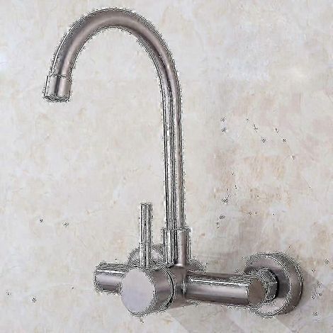 Robinet mural en acier inoxydable 304, grand robinet mural incurvé pour évier de buanderie avec eau chaude et froide (1/5)