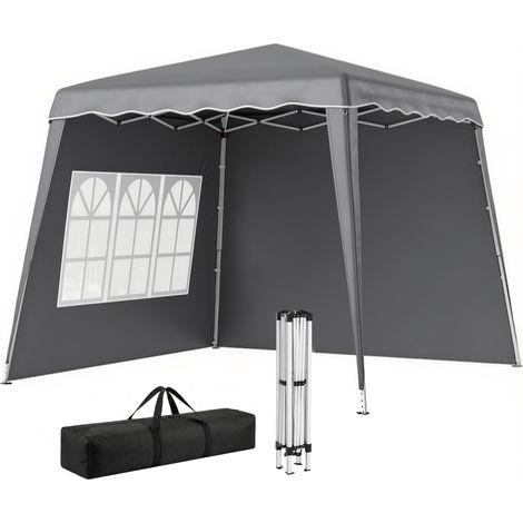 Outsunny carpa plegable pop-up 2,89x2,89 m cenador pabellón de jardín con 2 paredes laterales altura ajustable y bolsa de transporte protección UV50+