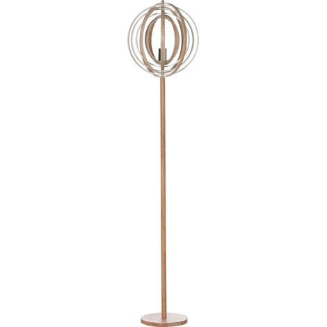 Floor lamp round, 40 W maximum, lampshade-day in wood natural clear MM 38 x 160 cm (1/5)