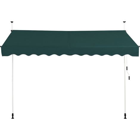Store Banne Manuel Hauteur Réglable 300 x 200-300CM, Auvent Rétractable en Aluminium et Tissu Oxford Anti UV, pour Fenêtre, Vert (1/5)