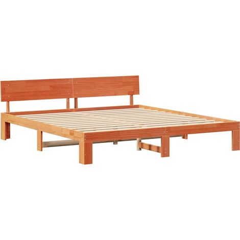 Lit double，Lit adulte，Cadre de lit Marron 180 x 200 cm Bois de pin massif CFW2338169 (1/5)