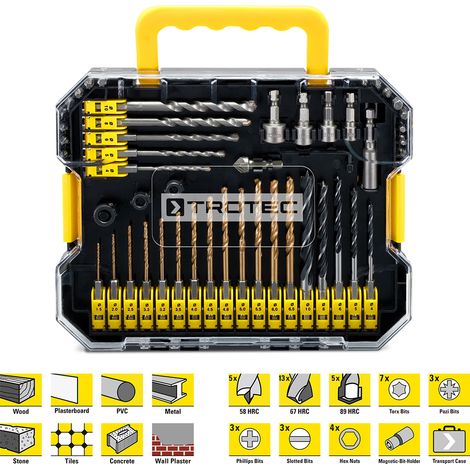 Trotec Set da 49 pezzi con punte per avvitatore e trapano e bussole esagonali