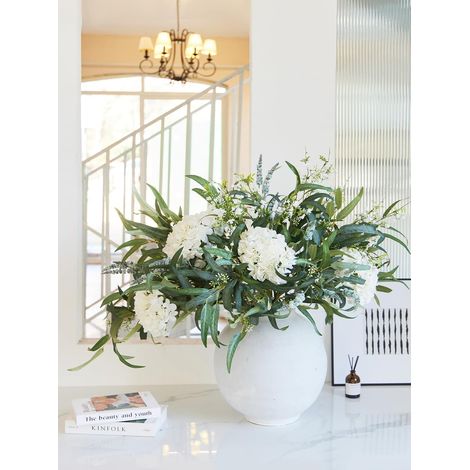 13 Pcs Fleurs Artificielles Deco, Hortensia Artificielle, Feuille D'eucalyptus, Fausse Fleur, Bouquet Fleur Artificielle pour Deco Mariage Et Les Décorations D'intérieur, Printemps (1/5)