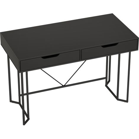 Kleiner schwarzer Computertisch mit Schubladen, 120 cm