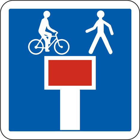 Panneau Indication C13d – Impasse accessible aux piétons et cyclistes – Carré Classe 1 350 mm – Gamme ECOLIGN (1/5)