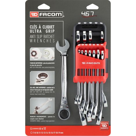 Facom 467B.JP12PB Knarren-Ring-Maulschluessel, Set 12-tlg (1/3)