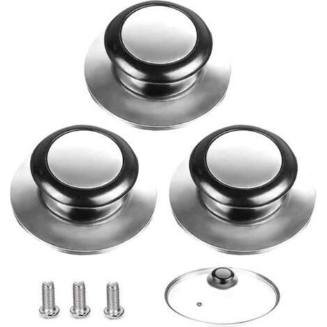 Bouton de couvercle de casserole, ensemble de 3 poignées pour couvercle de casserole, convient aux poignées de couvercles de casseroles en verre, aux couvercles de casseroles en acier inoxydable et au (1/5)