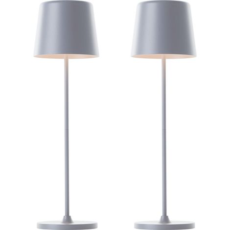 Lampe de table LED rechargeable BRILLIANT Kaami, 2 W, 310 lm, 3000 K, gris, set de 2
