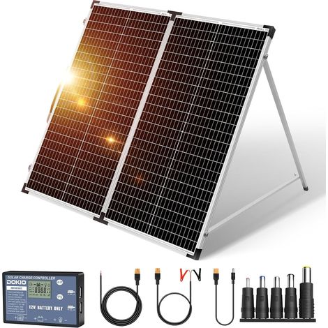 160W 18V Portable Foldable Solar Panel  For 12V batteries with solar charge regulator (2 USB ports) + carry bag (1/5)