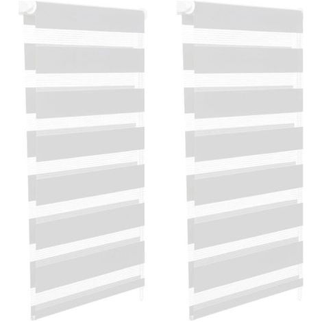 Lot de 2 stores enrouleurs zébrés jour nuit l.55 x H. max 170 CM blancs (1/5)
