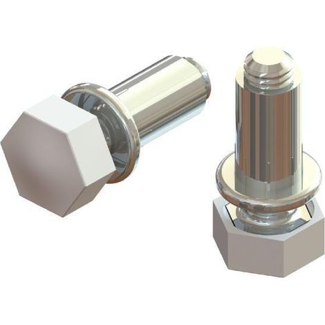 pie nivelador regulable triplo m6x24 blanco  tuerca + tornillo m6-24 + tapon blanco