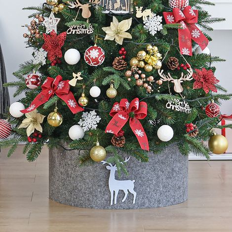 Tree Collar - Reindeer Print - 15 Inches Diameter - Christmas Tree Base Cover - For Indoor Holiday Decor - 1 Piece (1/5)