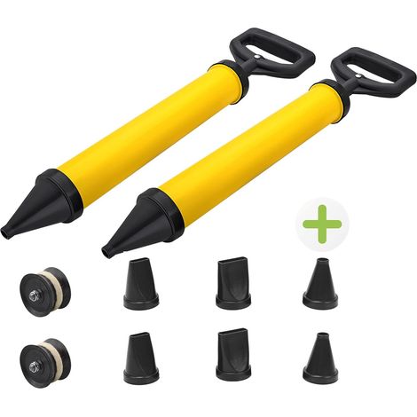 2 Pcs Cement Grout Gun Joint Gun for Mortar, Mortar Pump, with 8 Nozzles, 2 Replacement Rubber Pistons (1/5)