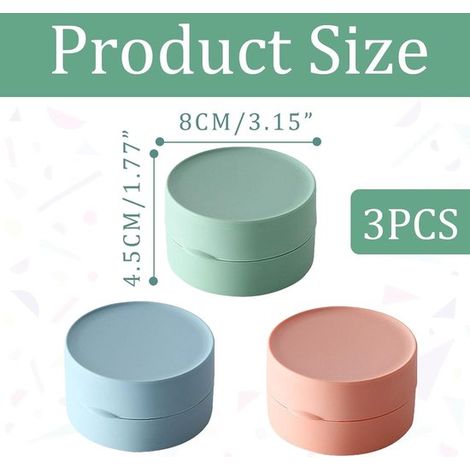 Runde Seifenschalen – multifunktional – 3er-Set – rosa, grün, blau – hochwertiges Material (1/4)