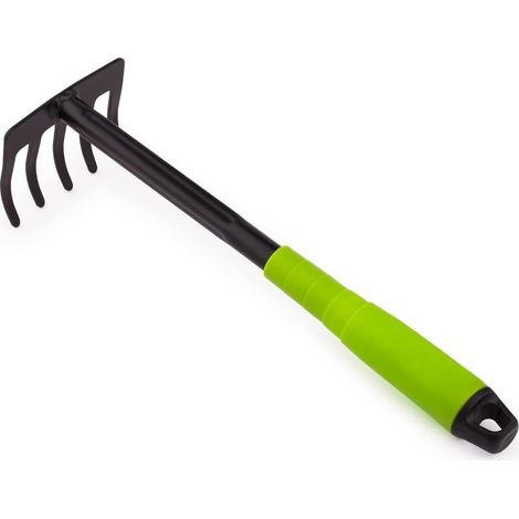 Râteau à Main en Acier Inoxydable avec 5 Dents pour Jardin, Balcon et Potager – Poignée Ergonomique – Largeur de Travail 85 mm (1/4)