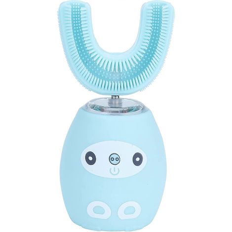 Brosse à dents électrique ultrasonique, rechargeable par USB, forme en U à 360°, IPX7, automatique (bleue, 8-15 ans) (1/5)