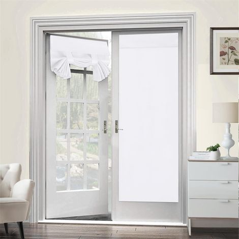 2er Set Türfenster-Vorhänge 66 x 173 cm – Thermovorhang Isolierend für Glastür / Balkontür, Verdunkelungsvorhang mit Bindebändern