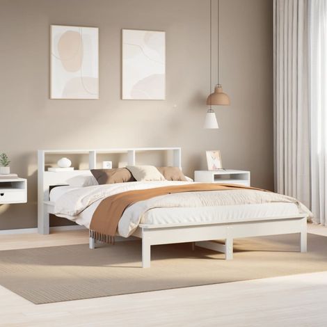 Massivholzbett ohne Matratze Weiß 150x200 cm Kiefernholz (1/5)