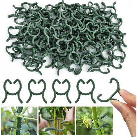100 Pièces Clips pour Plantes Vert, Clip Plante Grimpante 2 x 2.6cm, Clip de Support pour Plante, Plant Climbing Clips, Clip Piante de Jardin pour Soutenir Plantes Légumes Fruits (Petit) (1/5)