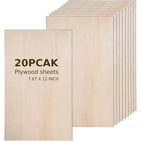 Lot de 20 planches de contreplaqué de 30,5 x 20,3 x 0,21 cm - Feuilles de bois de tilleul fines pour les travaux manuels, les projets scolaires et les projets de bricolage, feuilles de (1/5)