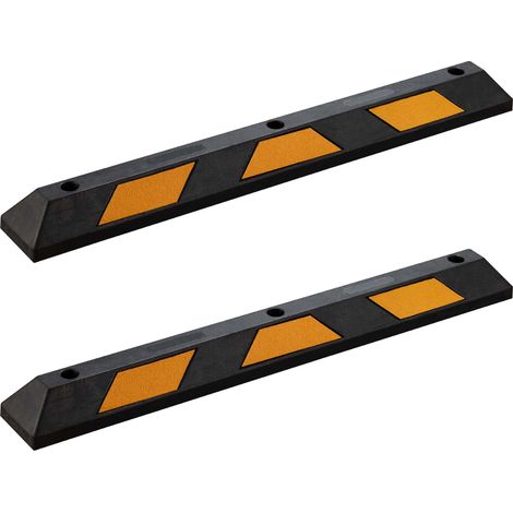 Wiltec 2x butée de roue 120 x 15 x 10 cm – en Caoutchouc – 8,8 kg/pièce – avec Réflecteurs – Aide au stationnement Stop roues pour Parkings, Garages (1/5)
