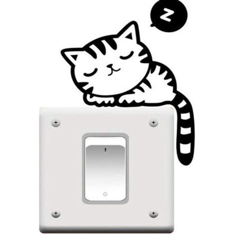 Autocollant mural pour interrupteur - Motif chat endormi - Résultat populaire (1/4)