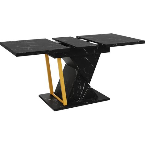 Mesa de comedor extensible negra 110-140 x 80 x 76 cm MDF y metal (1/5)