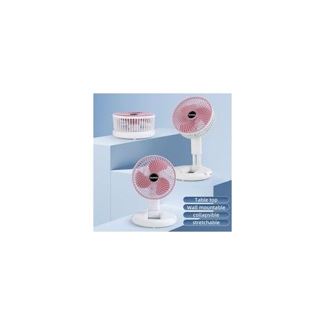 Faltbarer, wiederaufladbarer USB-C-Tischventilator mit Handyhalterung, Rosa (1/5)