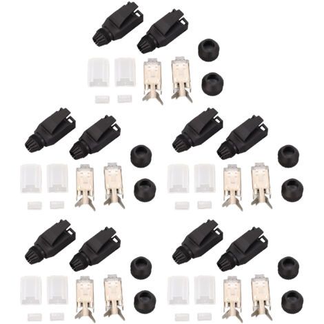Kit de connecteurs RJ45 de Type assemblage, 10 jeux de fiches modulaires Ethernet industrielles Cat5e Cat6 à 8 cœurs (1/5)