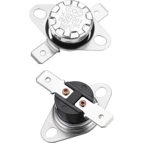 Thermostat Ksd301 150°C 10A Normalement Ouvert N,O Bakélite 2pcs 302°F Ajuster Interrupteur de Température à Disque Snap (1/4)