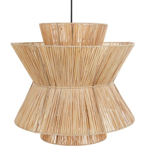 Lámpara colgante con base de hierro fabricada de paja natural estilo boho Telamba (1/4)