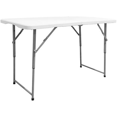 Table pliante solide pour usage public, 120 x 60 x 48/61/74 cm, hauteur réglable. Portable, plateau en PEHD, 4 places, polyvalente, jardin, restauration, The HomeWeeks (1/5)